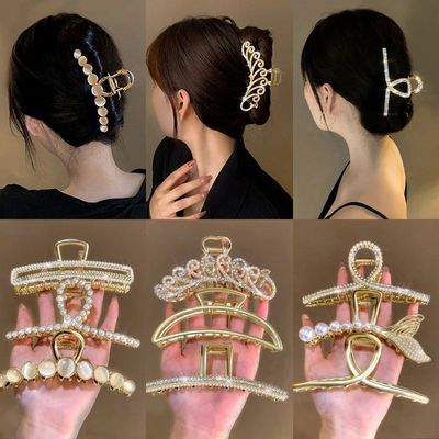 Large Hair Claw Geometric Hollow Metal Shark Clip Hairpin fo