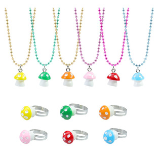 small children mushroom ring jewelry necklace Colorful