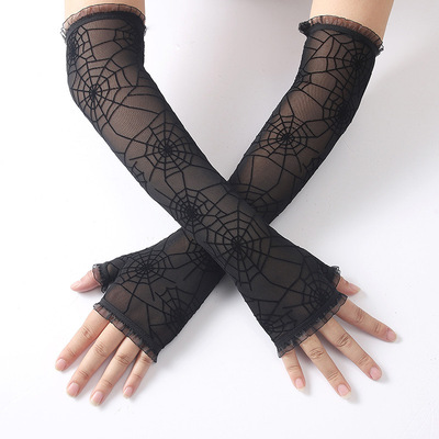 Summer sun protection spider web lace long gloves sleeves