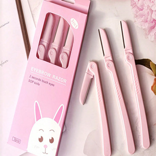 3Pcs/Set Pink Folding Eyebrow Trimmer Armpit Hair Razor