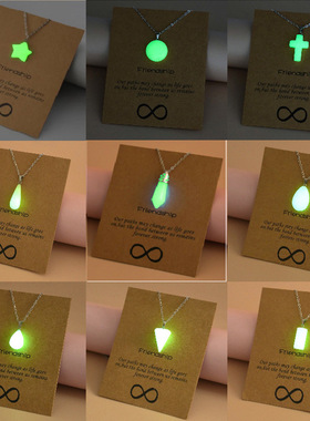 Luminous pendant necklace, droplet-shaped luminous necklace