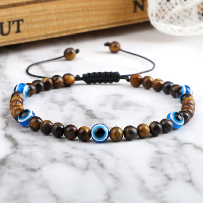 Jade Marrow Tiger Eye Stone Evil Eye Weaving Bracelet