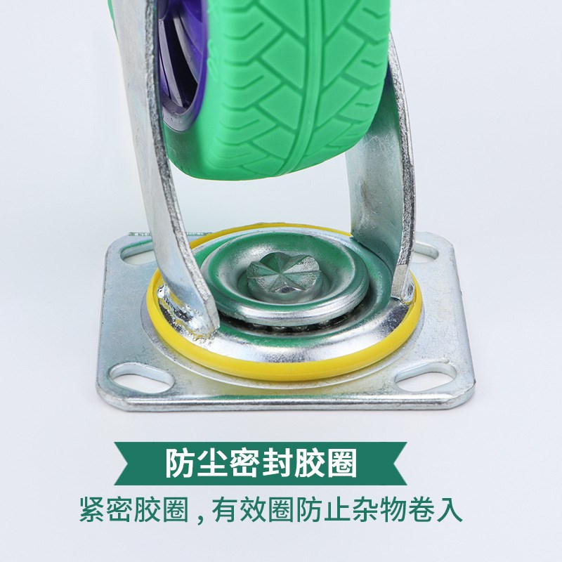 万向轮静音实心橡胶m轮5寸6寸8寸向刹车平板手推车轮子重型脚轮