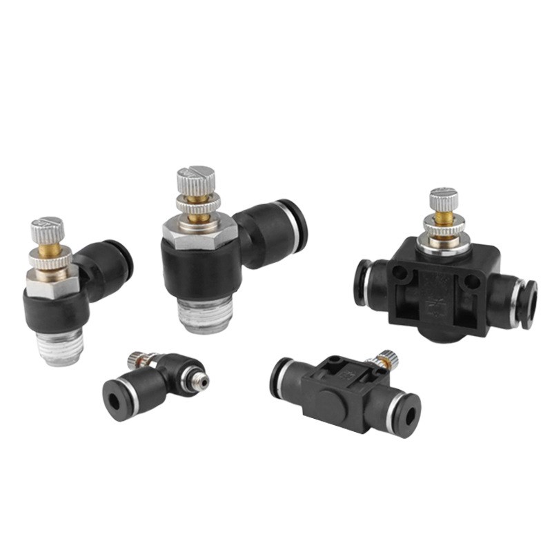 黑色气管接c头调速气动单向管道气缸节流阀SA/SL4-M5/6-01/8-02/0