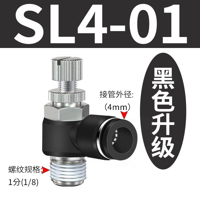 气动气管快速接头节流阀调速阀SL4 6 8 10 12-M5 01 0U2 03 04气