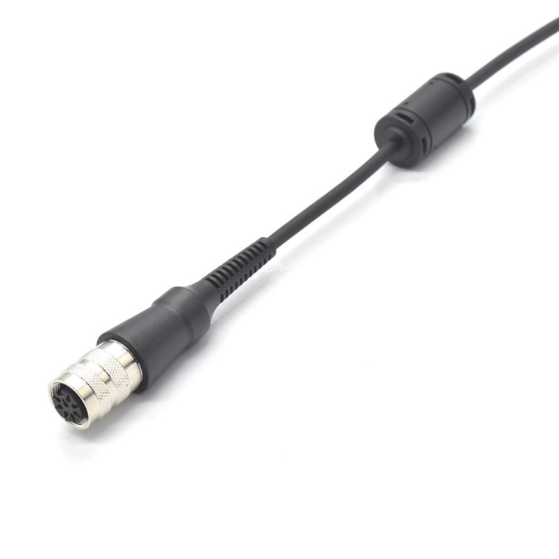 手持扫码枪圆形连接器C091D-8PE母插头成型转RJ45接头带弹簧线