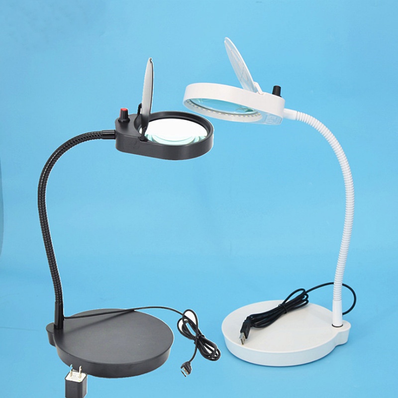 台式高倍放大镜带灯10X20X子母镜轻便型阅读维修LED工作灯台灯