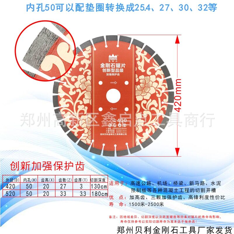 豫嵩山400mm创加金刚石马路切割片 开槽机片价格优惠包邮-2