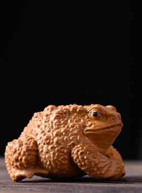 崖柏蛤蟆大仙金蟾祈福蛙招财进宝动物文玩手把件实木雕刻茶宠摆件