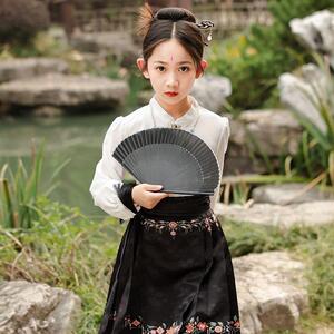 高端国风马面裙女童秋季2025新款汉服唐装儿童马面裙女套装冬季