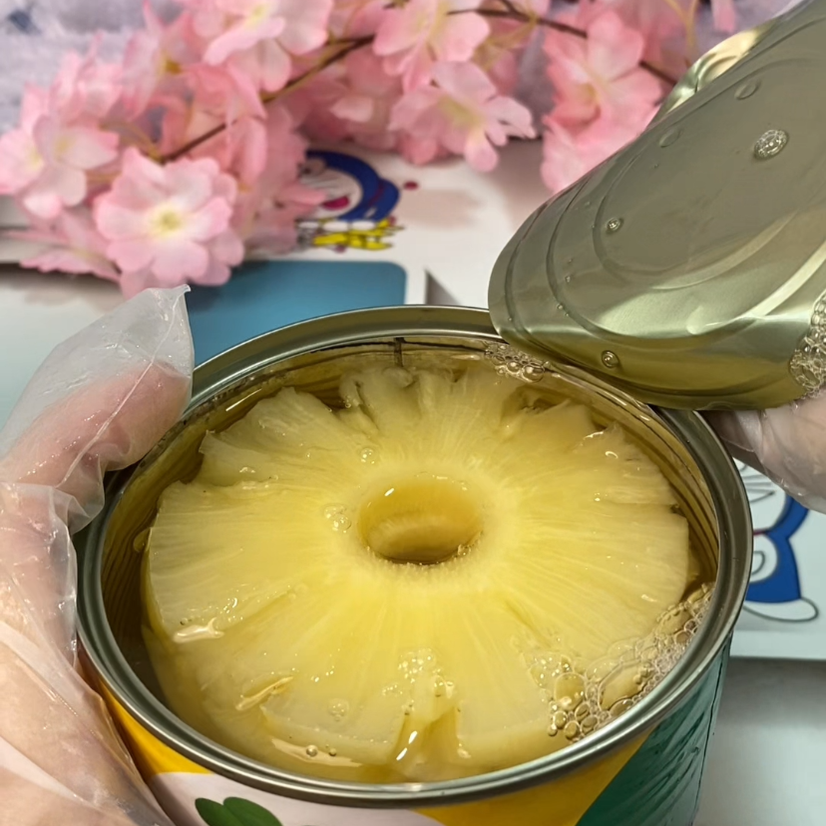 国产幸运草850g大圆片菠萝罐头8片装约7.8厘米适合汉堡商用
