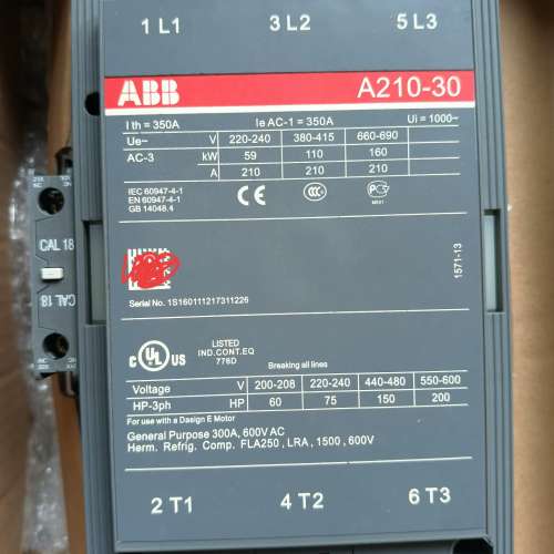 适用交流接触器A210-30-11/220V1只，包装议价