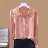 蕾丝拼接气质洋气衬衣百搭小衫 2025春秋新款 时尚 外搭衬衫 上衣 长袖