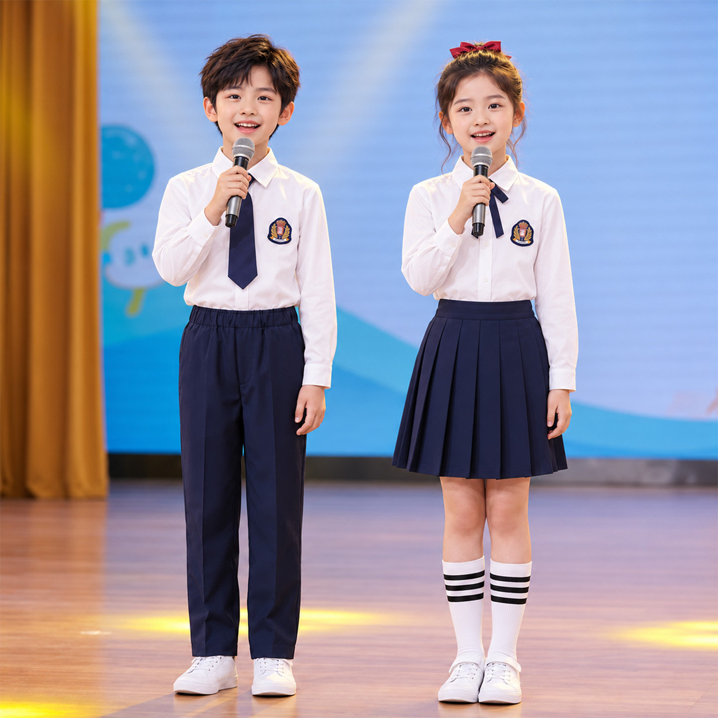 儿童校服合唱服演出服中小学生诗歌朗诵比赛表演服装男女童主持人