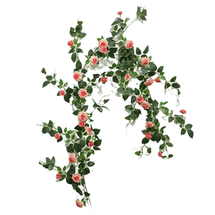 仿真月季花藤条玫瑰花藤蔓假蔷薇花店铺造景庭院装饰管道遮挡假花