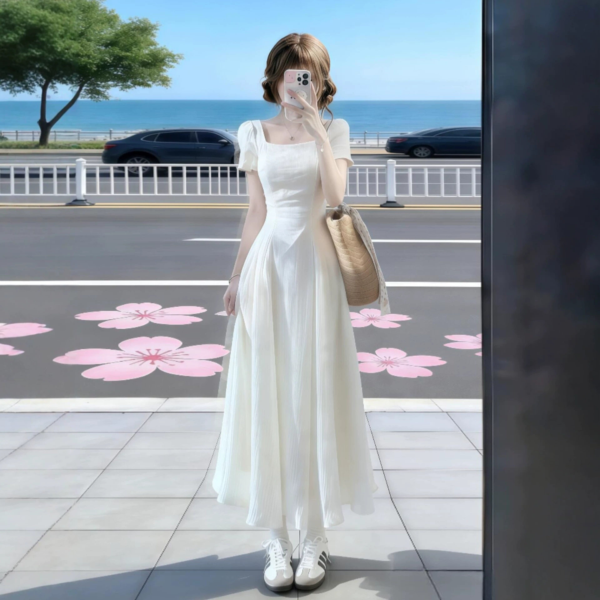 绝美漂亮法式小个子初恋白色连衣裙子女2026新款夏季海边度假长裙