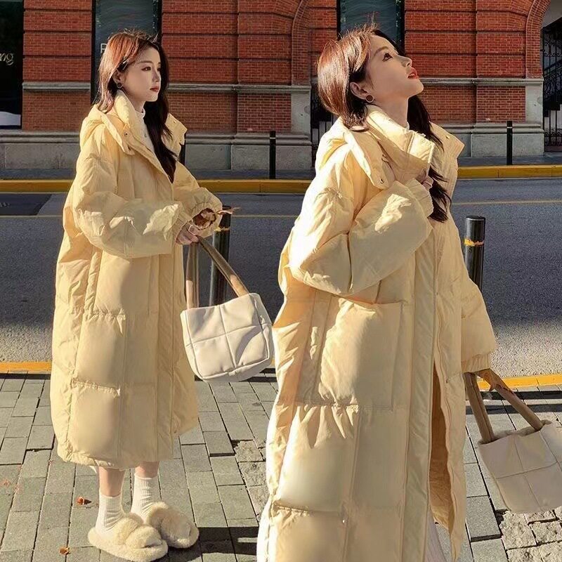 奶fufu淡黄色羽绒棉服女中长棉衣/棉服
