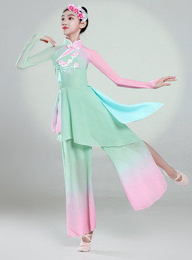 新款古典舞演出服荷花奖淡妆浓抹总相宜舞蹈服中国风扇子舞表演服