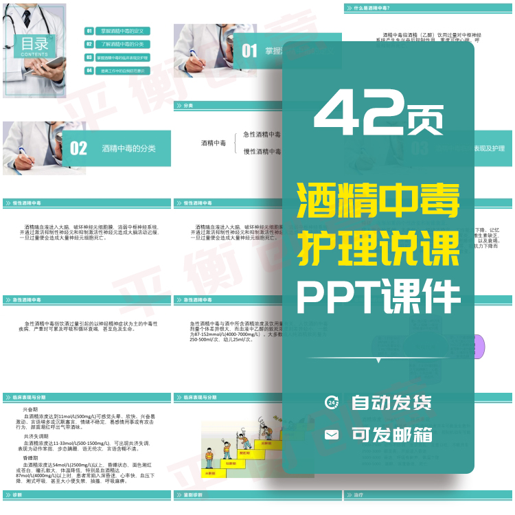 酒精中毒护理PPT课件模板定义分类临床表现提高工作自我防范意识