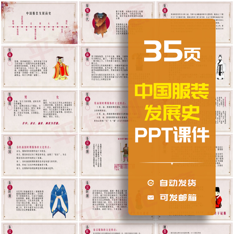 中国服装发展史介绍PPT成品课件传承中国文化教育教学PPT模板