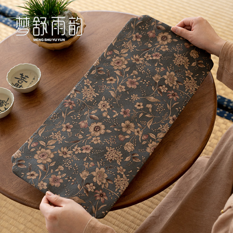 中式棉麻小碎花双面干泡茶席茶垫桌布禅意布艺小桌旗功夫茶道配件