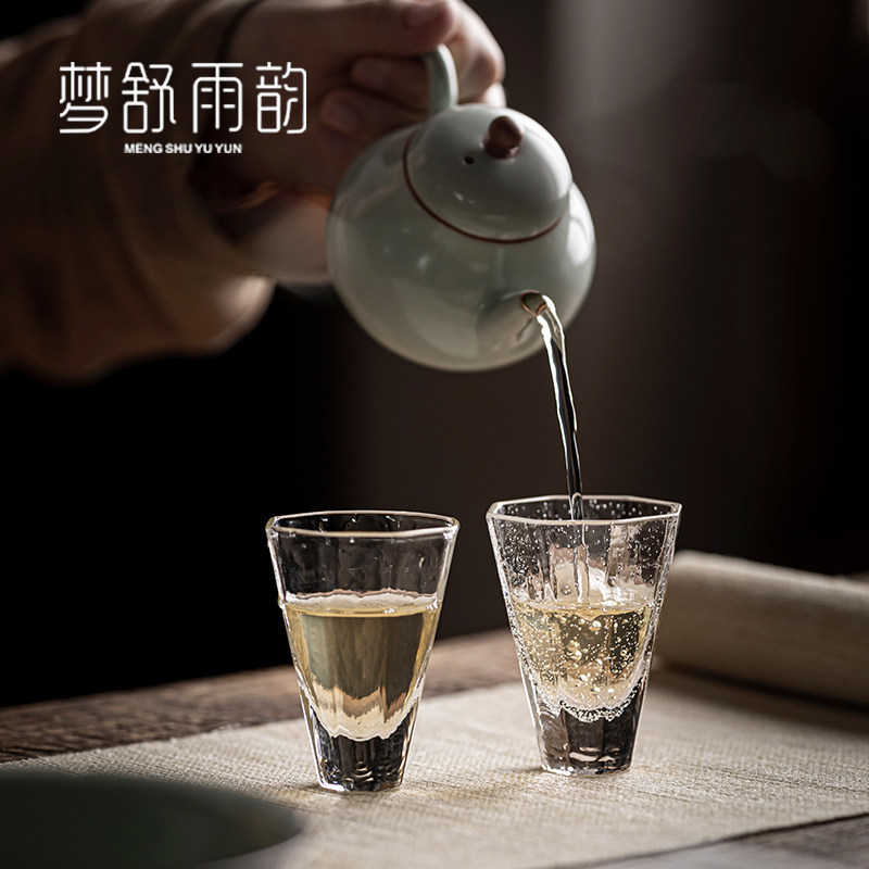 日式耐热玻璃品茗杯 茶杯加厚主人杯个人杯 八角杯功夫茶具单杯