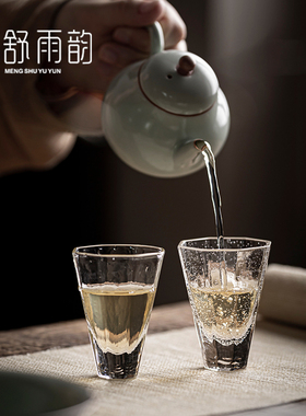 日式耐热玻璃品茗杯 茶杯加厚主人杯个人杯 八角杯功夫茶具单杯