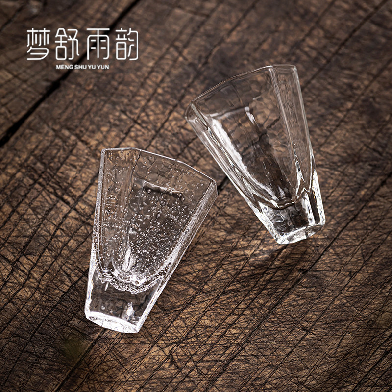 日式耐热玻璃品茗杯 茶杯加厚主人杯个人杯 八角杯功夫茶具单杯