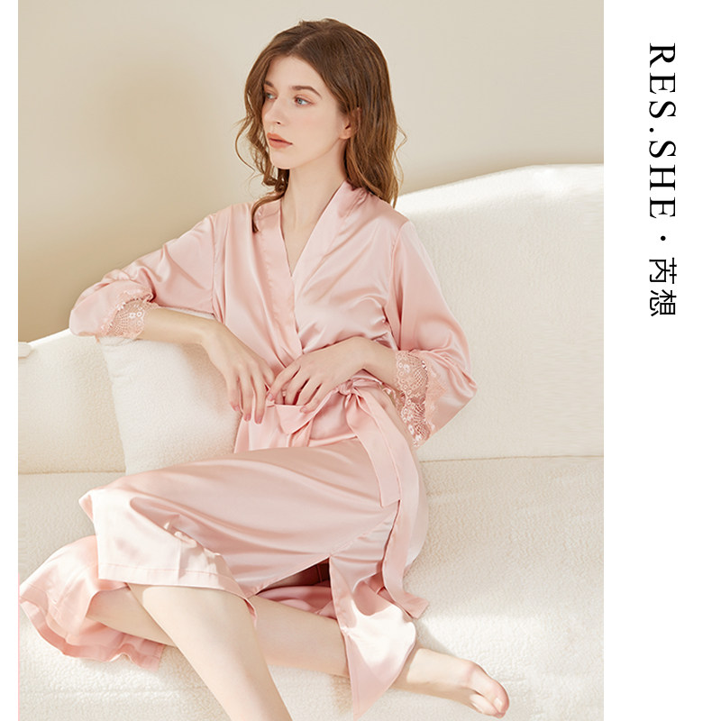 芮想春季轻性感浴袍花瓣粉高级感晨袍睡衣女长袖睡袍,女士内衣/男士内衣/家居服,睡袍/浴袍,淘宝优惠券,粉丝福利购,淘宝优惠卷