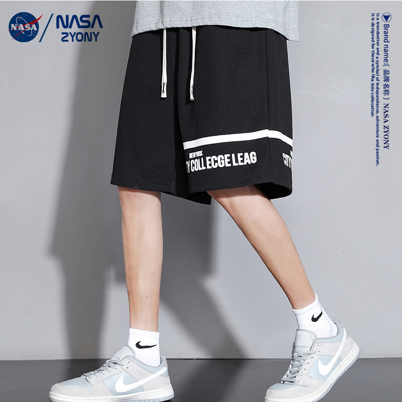 NASA官方联名男女款ins潮牌学生休闲华夫格短裤夏季宽松款