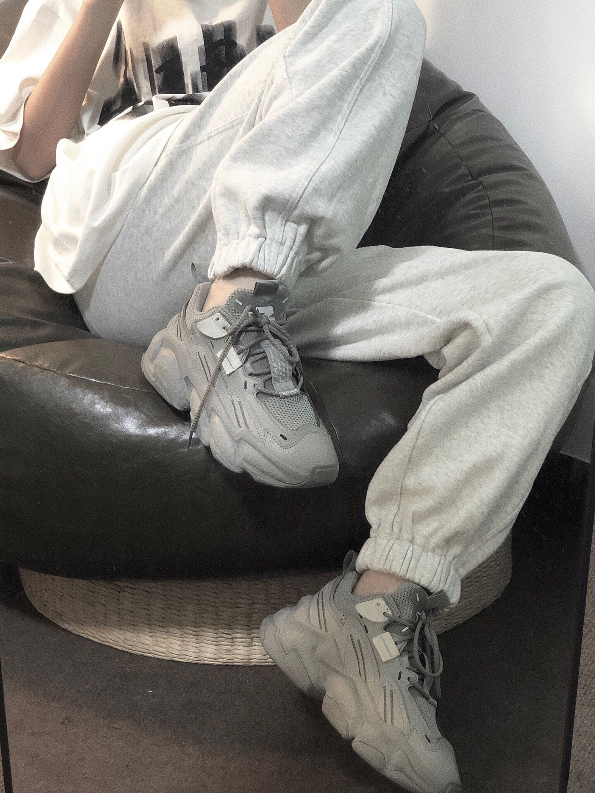 RSLAB 自主华夫格侧边拉链束脚卫裤直筒宽松运动裤男女情侣款2色