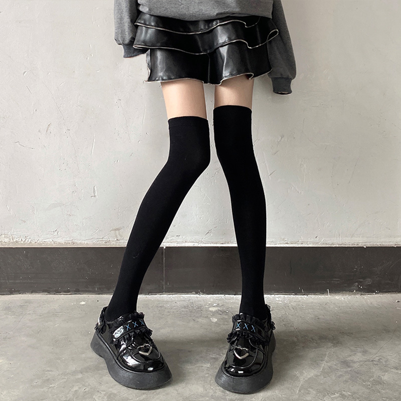 过膝袜黑色jk小腿女春秋长
