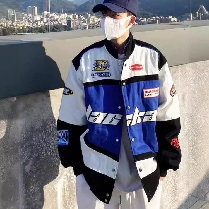 春秋美式高街机车外套棒球夹克男