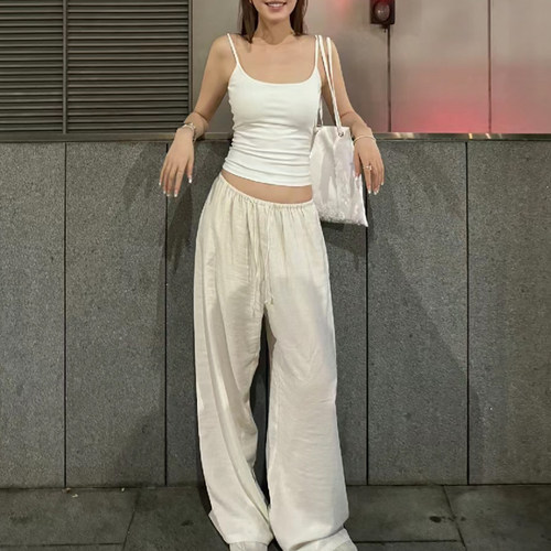 白色天丝阔腿裤女夏宽松松弛感