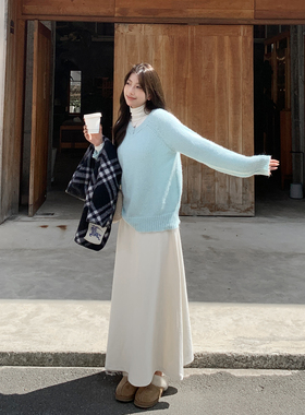 白色秋冬半身裙女加绒加厚微鱼尾长款冬裙糯米长裙梨形伯克利裙子