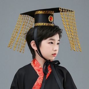 汉朝唐龙帽汉代皇帝帽子大汉天子帽古装诸葛亮孔明扇曹操道具佩剑