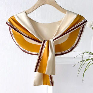 夏季外搭肩小披肩女黑白冰丝空调护肩颈椎配裙子衬衫假领子薄丝巾