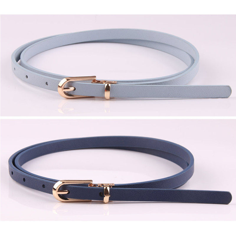 蓝色细皮带女款时尚装饰毛衣腰带藏青色配裙子腰带百搭简约细裙带