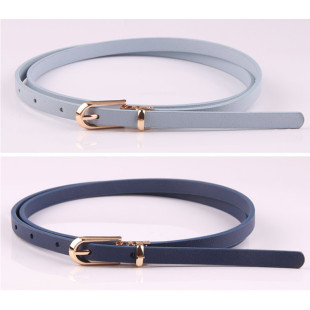 蓝色细皮带女款时尚装饰毛衣腰带藏青色配裙子腰带百搭简约细裙带