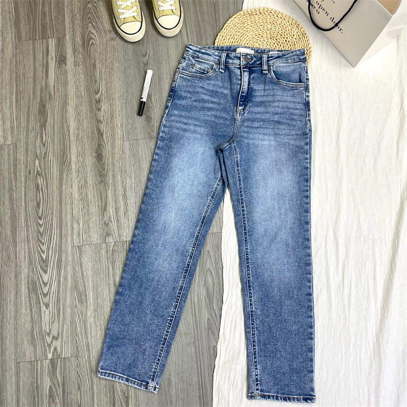 美式～外贸单显腿直！复古水洗做旧感高腰弹力小直筒牛仔裤女,女装/女士精品,牛仔裤,淘宝优惠券,粉丝福利购,淘宝优惠卷