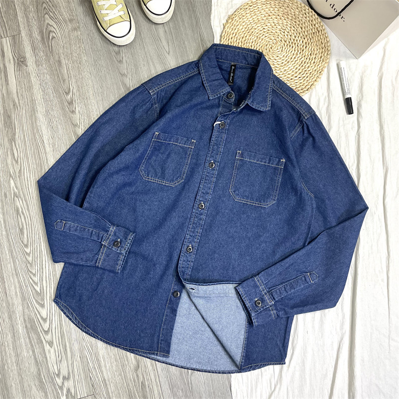 日系复古水洗全棉质感牛仔衬衫