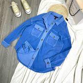 包邮 复古毛绒口袋工装 福利款 美式 F家 衬衫 oversize宽松外套女