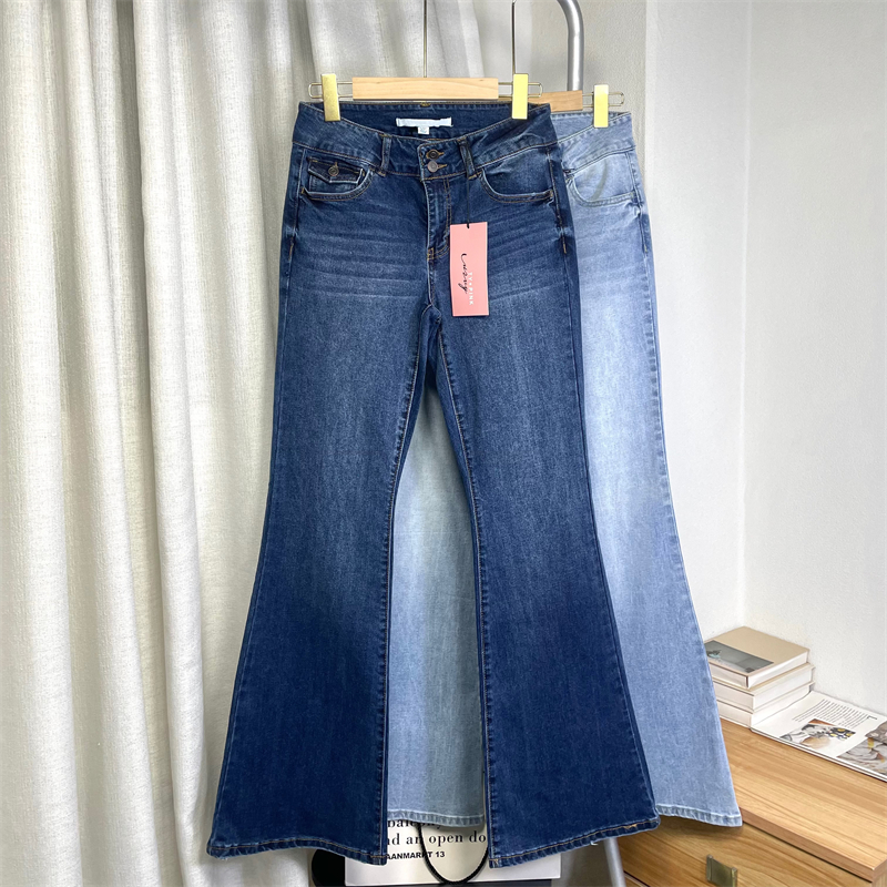 美式C*P家超长喇叭牛仔拖地裤女