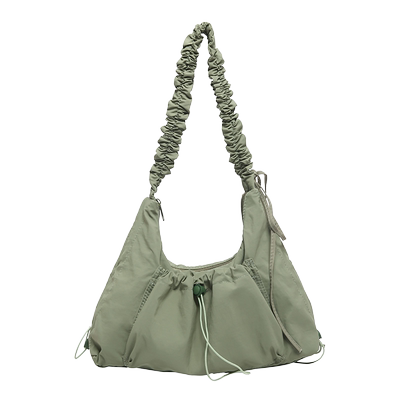 托特包包女2025新款大容量褶皱抽绳斜挎包时尚百搭泡芙包轻便单肩