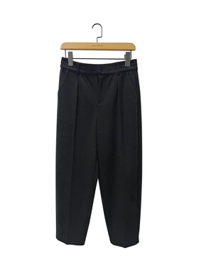 极简风黑色松紧腰直筒休闲裤女通勤百搭阔腿裤2I853553X