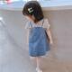 短袖 牛仔裙子韩版 碎花公主裙 女宝宝夏装 女童假两件连衣裙2023新款
