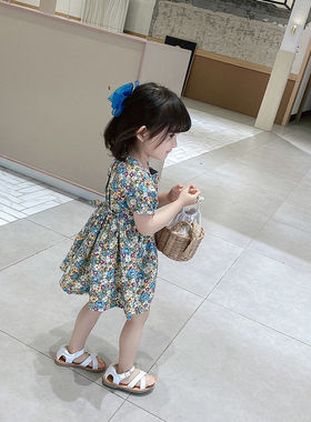 1女童连衣裙夏装小童碎花3纯棉4公主裙洋气儿童女宝宝韩版裙子5岁