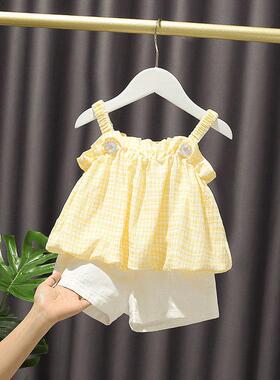 女宝宝夏装套装一岁女童网红套装0洋气3小童夏季韩版吊带两件套潮