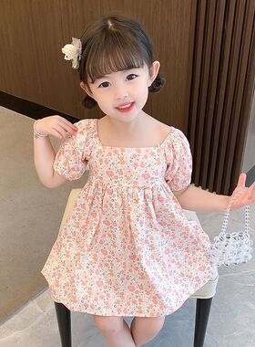 女童连衣裙2024新款夏季碎花裙子儿童夏款夏装洋气仙女短袖亲子家