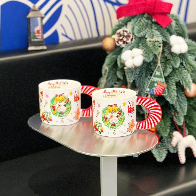 设计感猫咪圣诞陶瓷马克杯大容量早餐牛奶咖啡杯圣诞节礼物精致